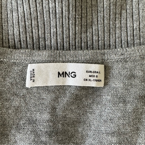 Mango Women's Gray V Neck Gray Sleeveless Knit Midi Long Line Vest Dress Size L - Picture 7 of 9